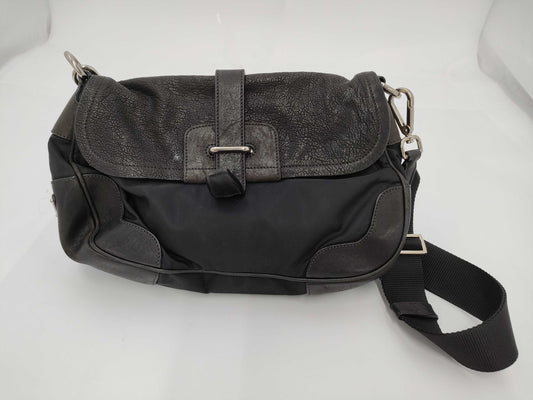 PRADA Prada nylon and leather black shoulder bag