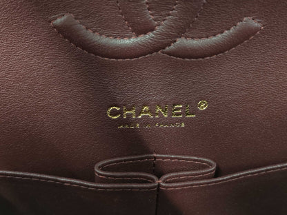 CHANEL Caviar Skin Double Flap 25 Plate Black Shoulder Bag