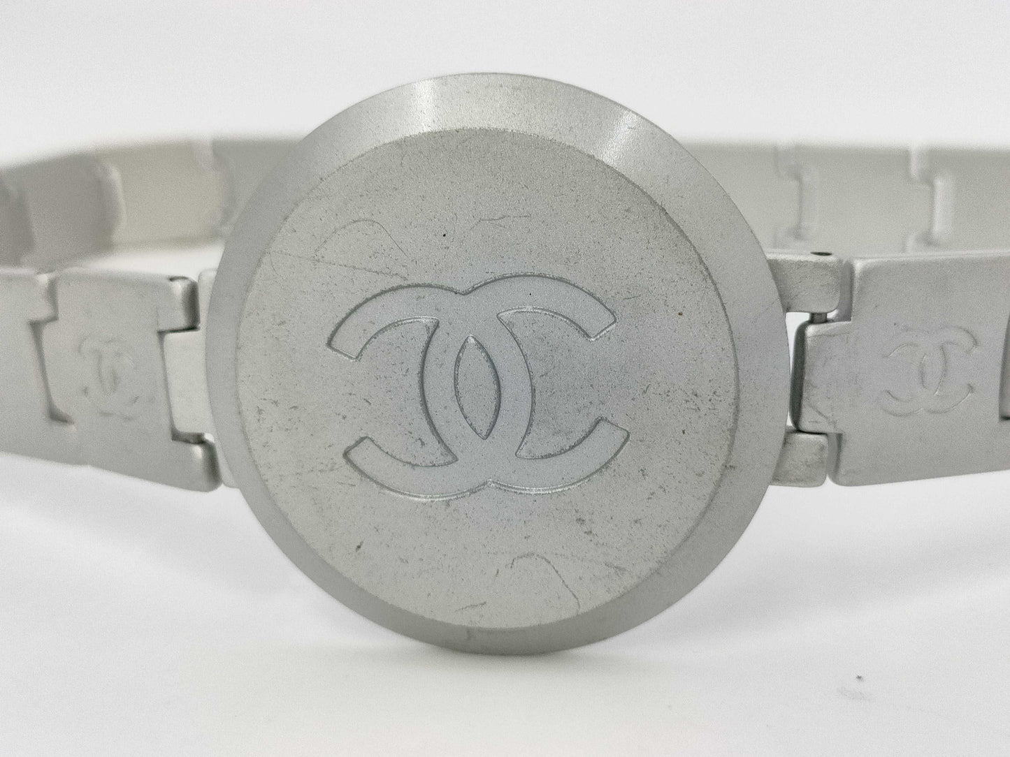 CHANEL Coco Mark Belt Silver Belt