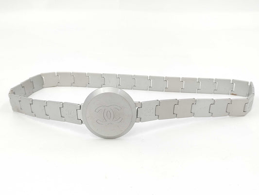 CHANEL Coco Mark Belt Silver Belt