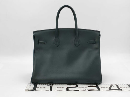 HERMES Birkin 35 Couchvel 〇Z Gold Hardware Navy Handbag