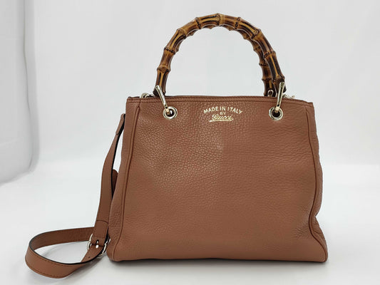 GUCCI Bamboo 2-Way Brown Handbag