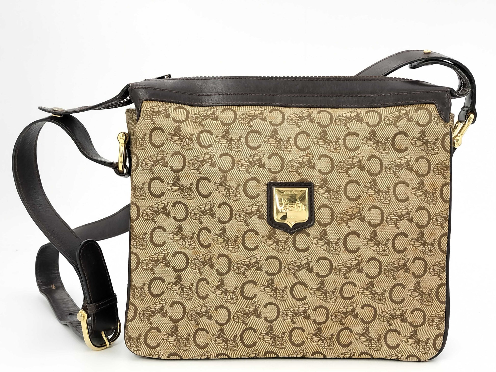 CELINE C Macadam Shoulder Bag