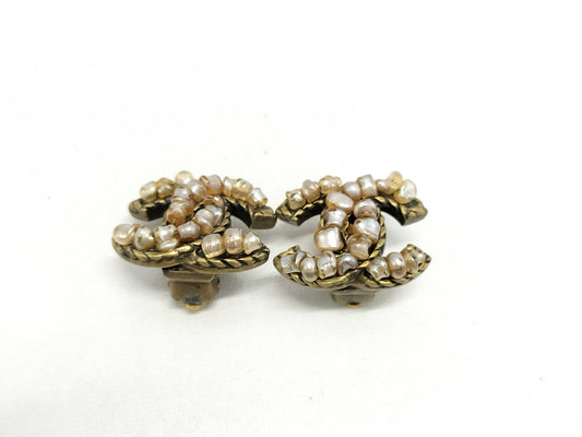 CHANEL Pearl Coco Mark Earrings