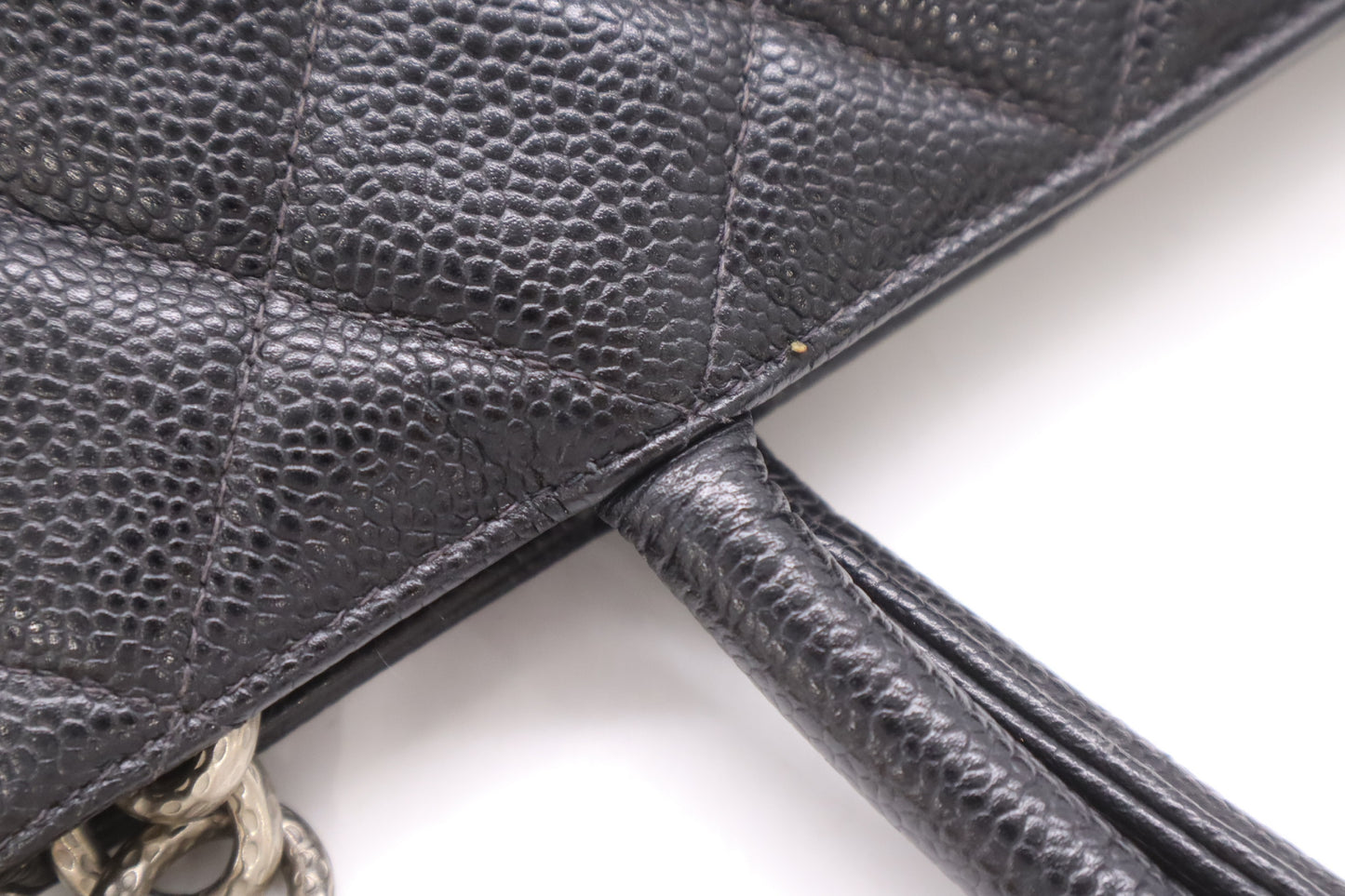 CHANEL Caviar Leather Reissue Tote Bag with Silver Hardware and Black Seal 7979352