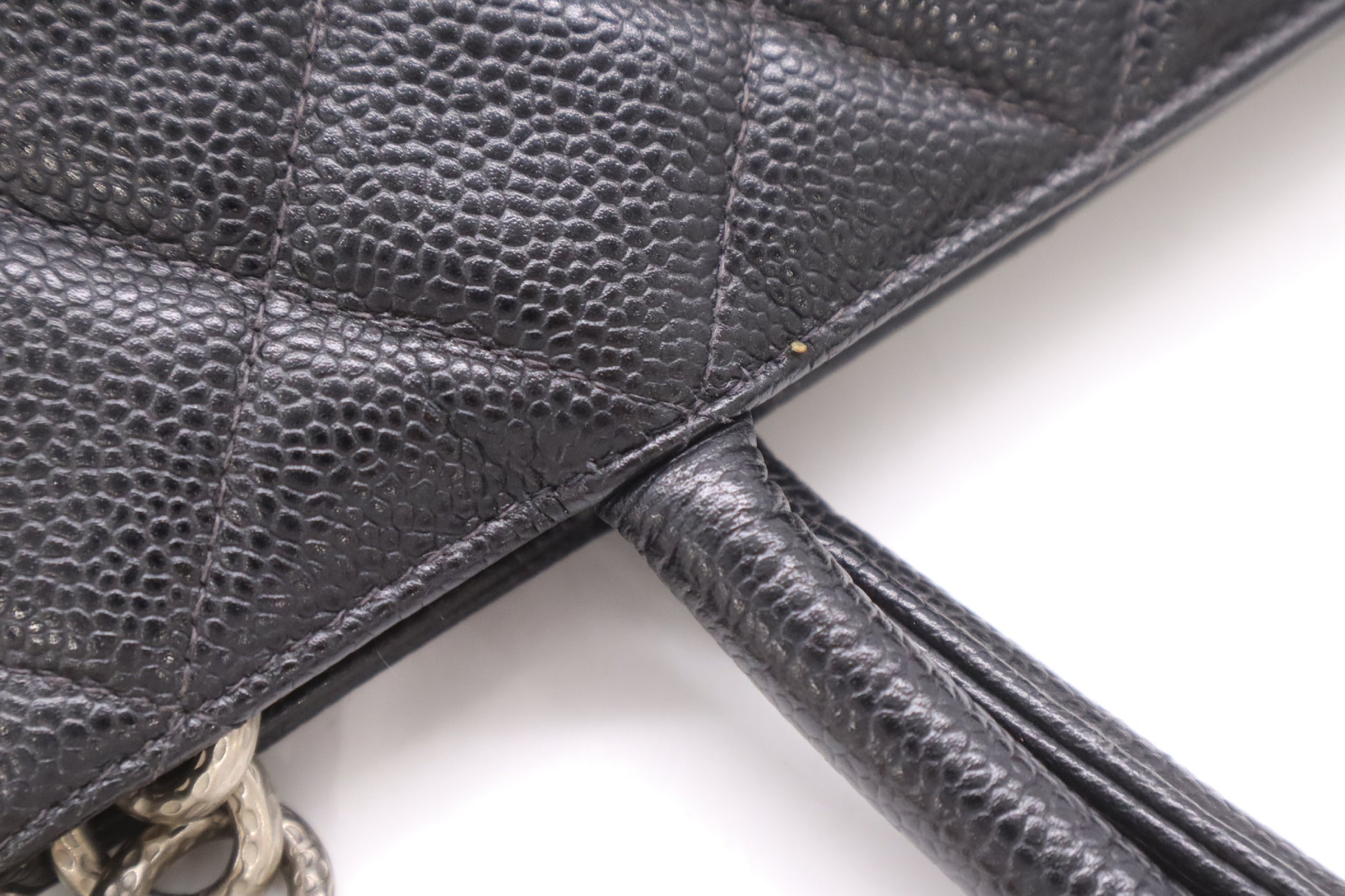 CHANEL Caviar Leather Reissue Tote Bag with Silver Hardware and Black Seal 7979352