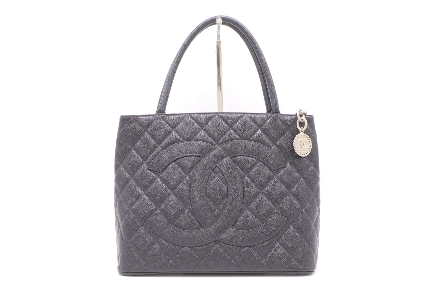 CHANEL Caviar Leather Reissue Tote Bag with Silver Hardware and Black Seal 7979352