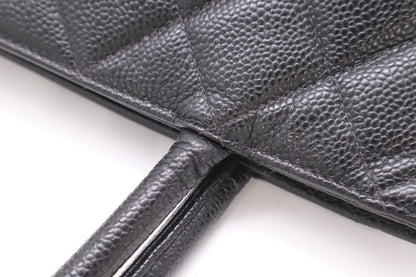 CHANEL Caviar Leather Reissue Tote Bag with Silver Hardware and Black Seal 7979352
