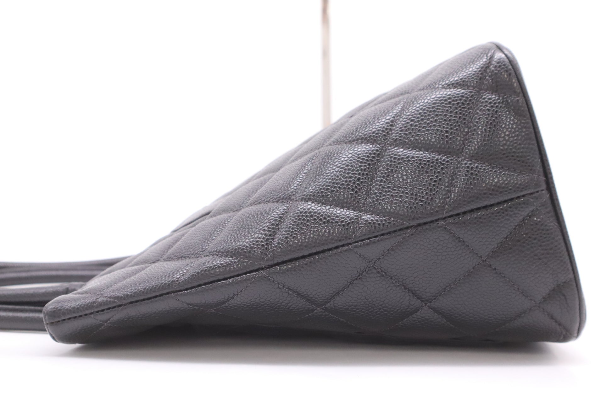 CHANEL Caviar Leather Reissue Tote Bag with Silver Hardware and Black Seal 7979352