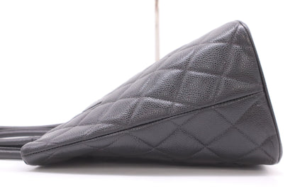 CHANEL Caviar Leather Reissue Tote Bag with Silver Hardware and Black Seal 7979352