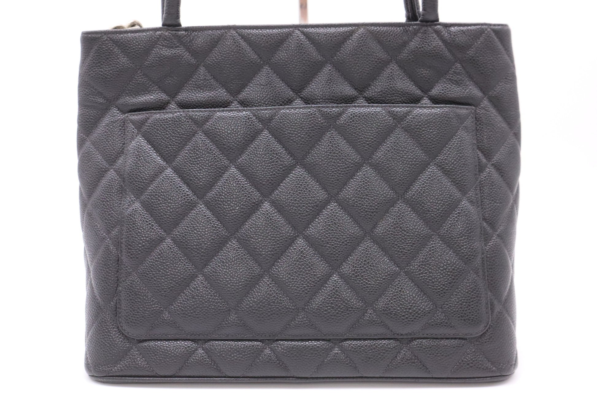 CHANEL Caviar Leather Reissue Tote Bag with Silver Hardware and Black Seal 7979352