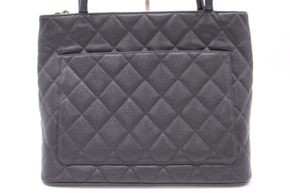 CHANEL Caviar Leather Reissue Tote Bag with Silver Hardware and Black Seal 7979352