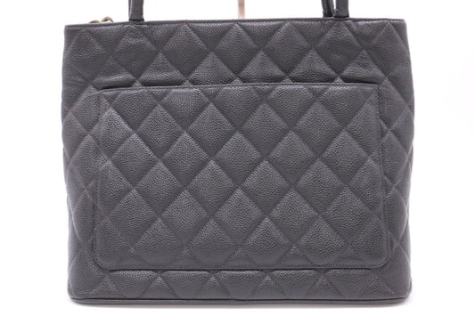 CHANEL Caviar Leather Reissue Tote Bag with Silver Hardware and Black Seal 7979352