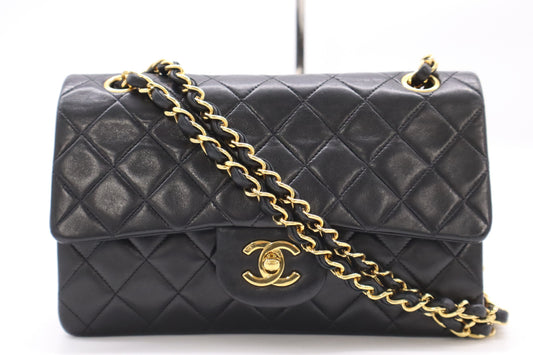 CHANEL Lambskin Matelasse 23 Double Flap Double Chain GD Hardware Black Seal Shoulder Bag 3951288