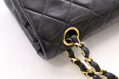 CHANEL Lambskin Matelasse 23 Double Flap Double Chain GD Hardware Black Seal Shoulder Bag 3951288