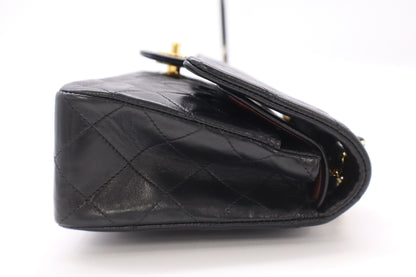 CHANEL Lambskin Matelasse 23 Double Flap Double Chain GD Hardware Black Seal Shoulder Bag 3951288