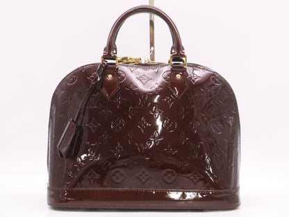 LOUIS VUITTON M91611 Vernis Alma PM Amaranth Handbag with Cadena, 2 Keys, and Cloche