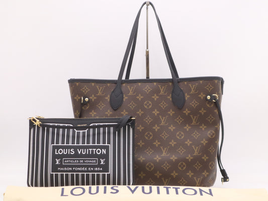 LOUIS VUITTON M11946 Monogram Neverfull MM Inside-Out Tote Bag with Pouch and Dust Bag, RFID Verified