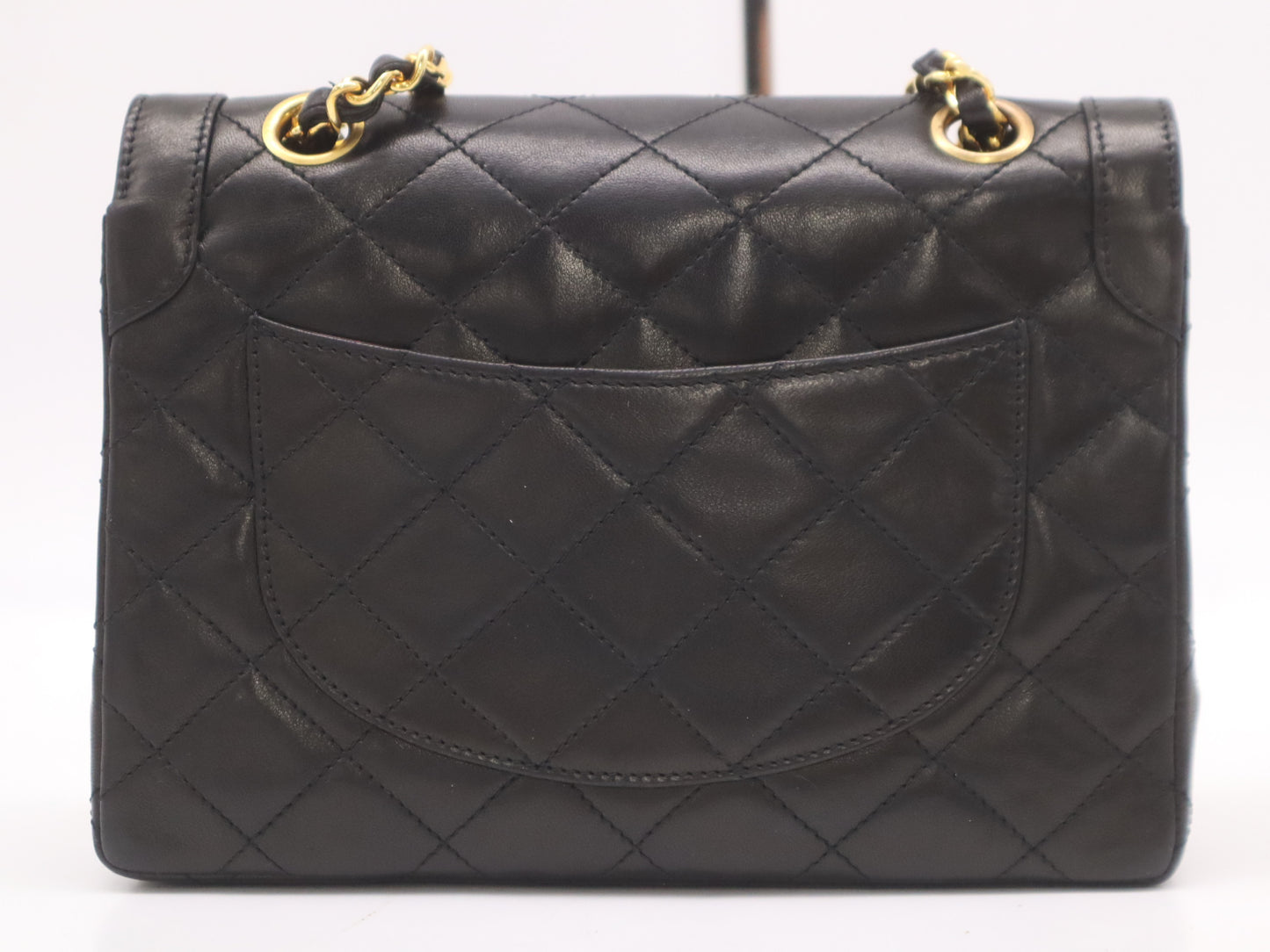 CHANEL Lambskin Matelasse 22 Double Flap Double Chain Turnlock Paris Limited Edition Black Seal Card 3400036 Shoulder Bag