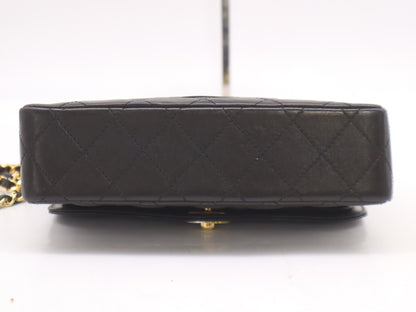CHANEL Lambskin Matelasse 22 Double Flap Double Chain Turnlock Paris Limited Edition Black Seal Card 3400036 Shoulder Bag