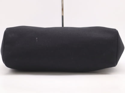 HERMES Toile Officier x Leather Air Bag MM □C Stamp 1999 Black Handbag with Padlock Strap