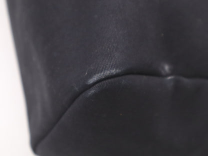 HERMES Toile Officier x Leather Air Bag MM □C Stamp 1999 Black Handbag with Padlock Strap