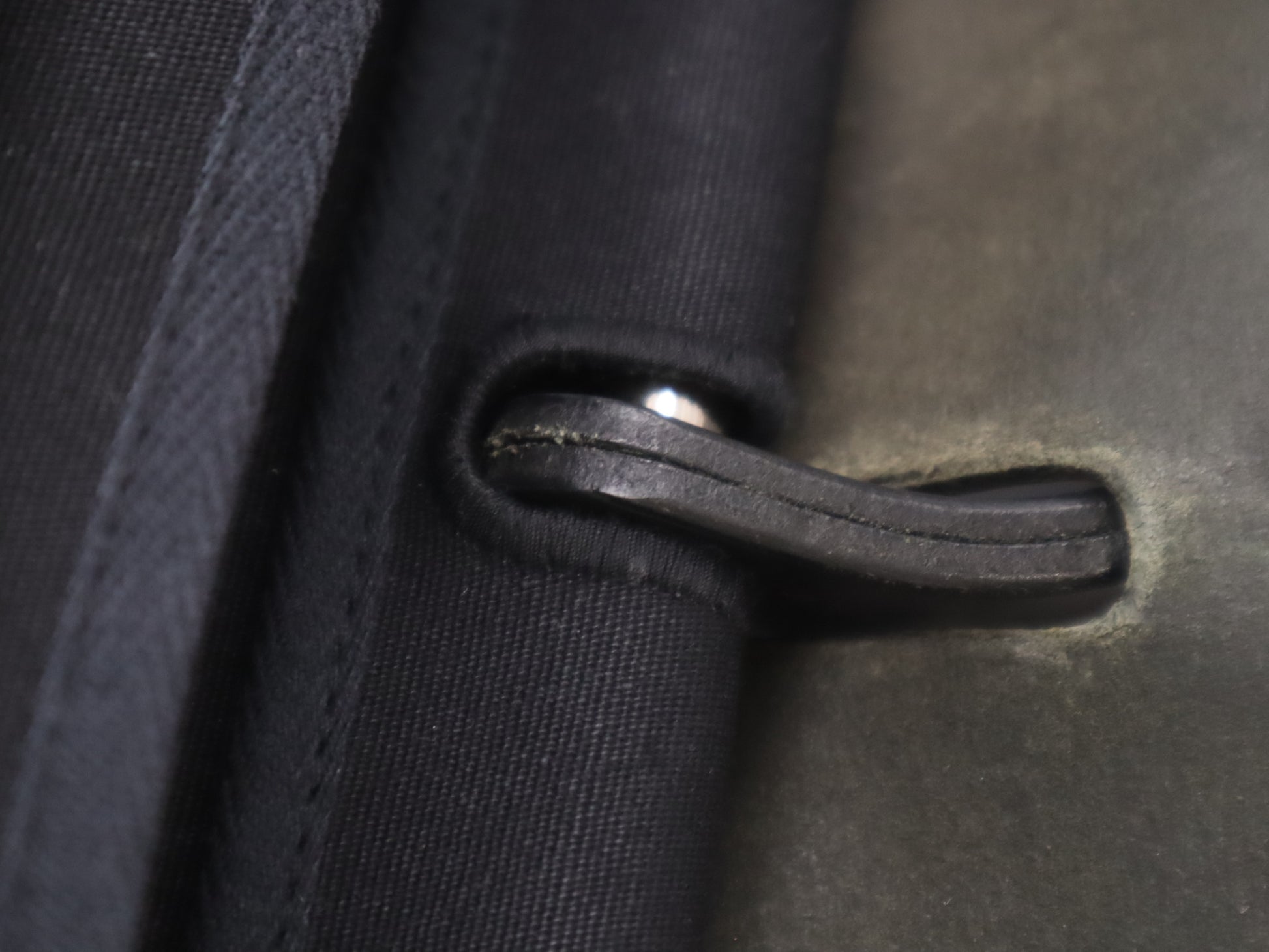HERMES Toile Officier x Leather Air Bag MM □C Stamp 1999 Black Handbag with Padlock Strap