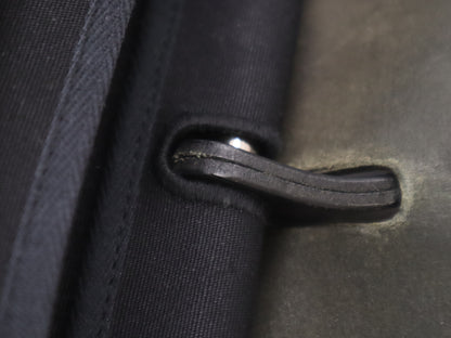 HERMES Toile Officier x Leather Air Bag MM □C Stamp 1999 Black Handbag with Padlock Strap