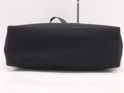 SAINT LAURENT Canvas Beach Shopping East-West Tote Bag in Black and Khaki with Key Ring and Guarantee Card