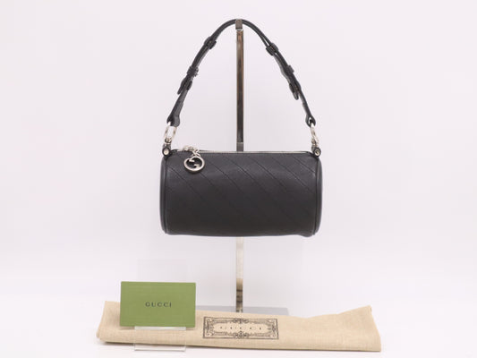GUCCI 760169 Blondie Leather Shoulder Bag in Black with Dust Bag