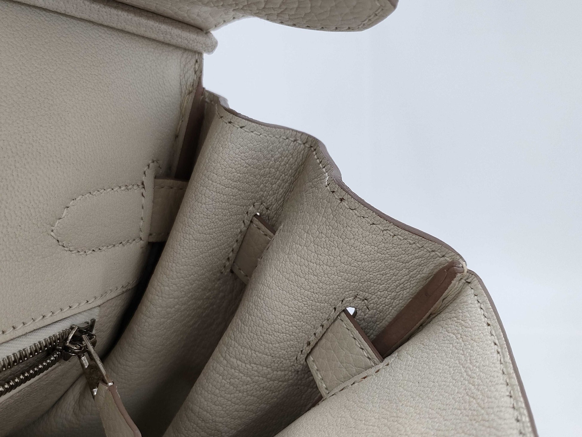 HERMES Birkin 30 Handbag, Y Stamp, 2020, Togo Leather, Sterling Silver Hardware, Clé Cloche, Cadena, 2 Keys, Dust Bag Included