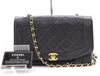 CHANEL Diana 25 Lambskin Matelasse Shoulder Bag with Small Flap, Small Chain, Gold Hardware, Black Seal, Card Included, 2016686