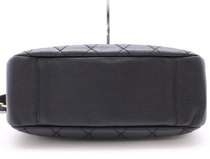 CHANEL Caviar Leather Matelasse Chain Shoulder Bag with GD Hardware, Black Card, 7073121, Dust Bag Included