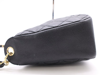 CHANEL Caviar Leather Matelasse Chain Shoulder Bag with GD Hardware, Black Card, 7073121, Dust Bag Included