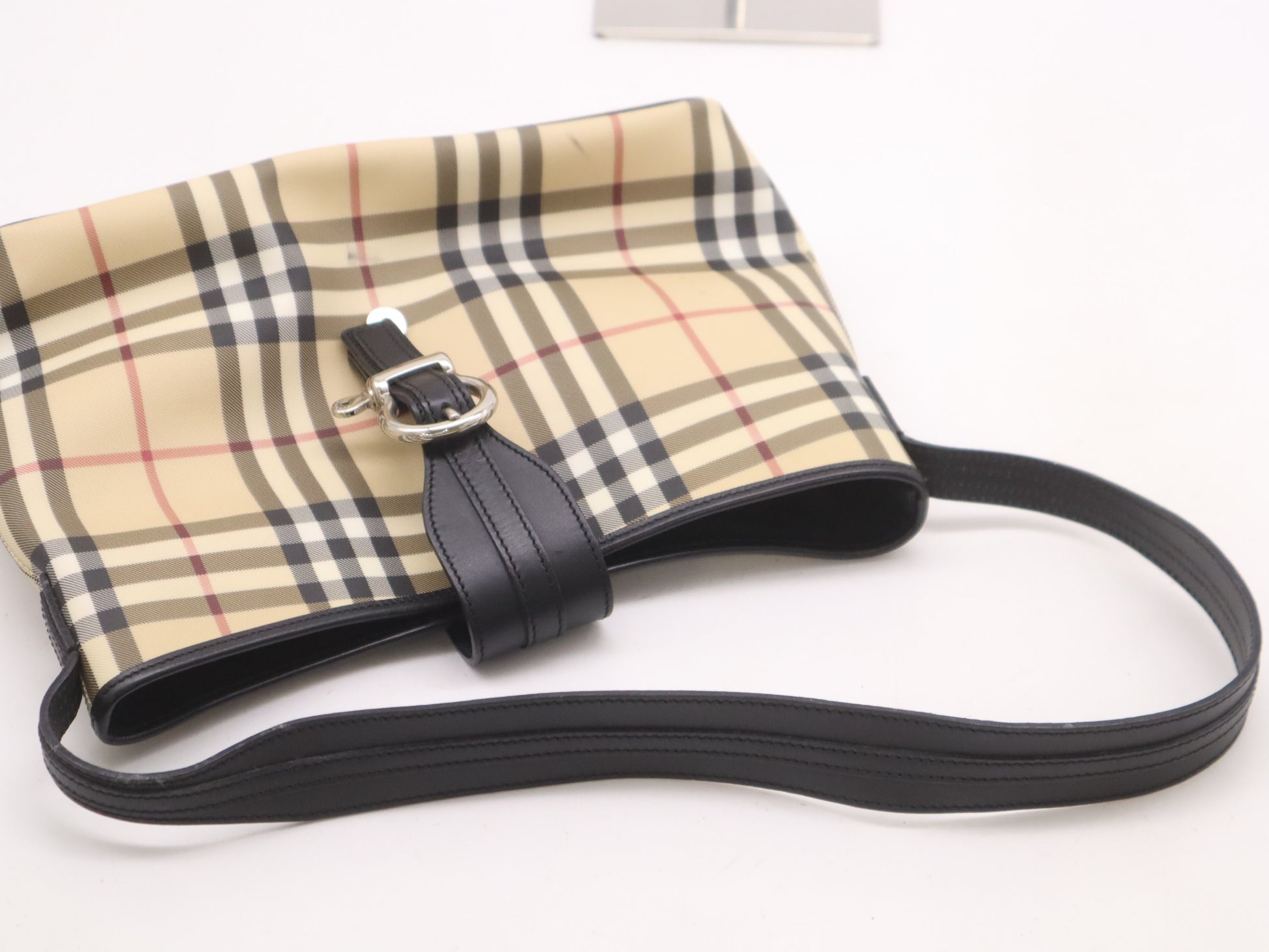 BURBERRY PVC x Leather Nova Check Beige Brown Shoulder Bag