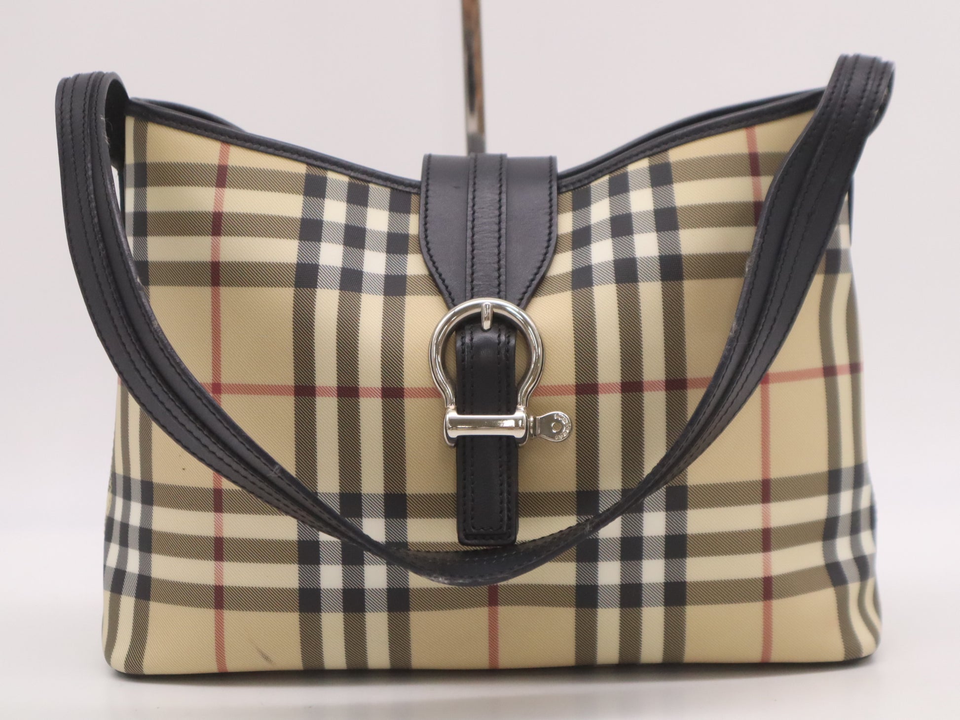 BURBERRY PVC x Leather Nova Check Beige Brown Shoulder Bag