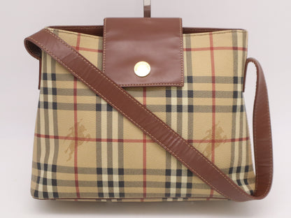 BURBERRY PVC x Leather Nova Check One-Shoulder Bag Brown Shoulder Bag