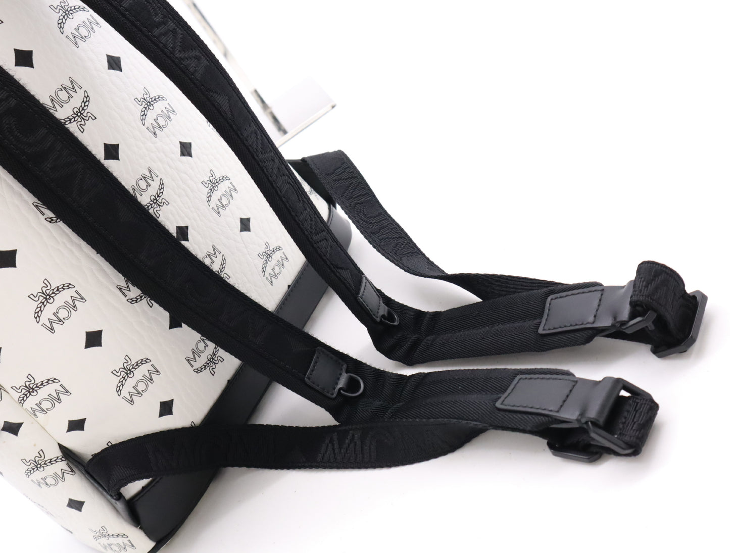 MCM PVC and Leather Stark Backpack - Visetos Small White Backpack