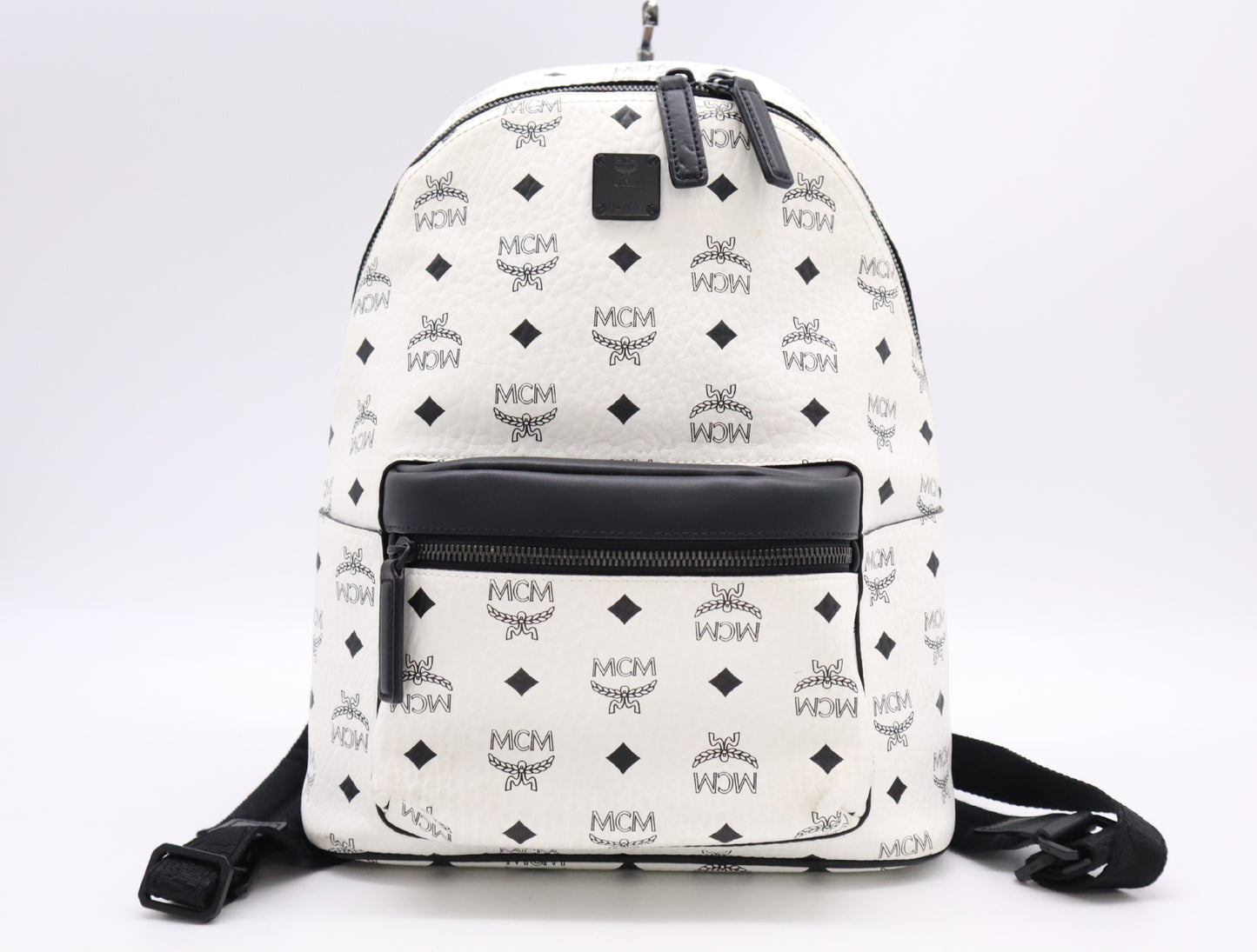 MCM PVC and Leather Stark Backpack - Visetos Small White Backpack
