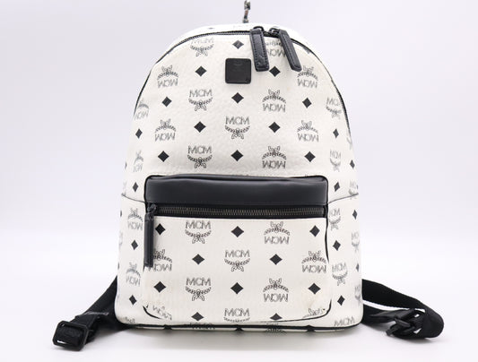 MCM PVC and Leather Stark Backpack - Visetos Small White Backpack