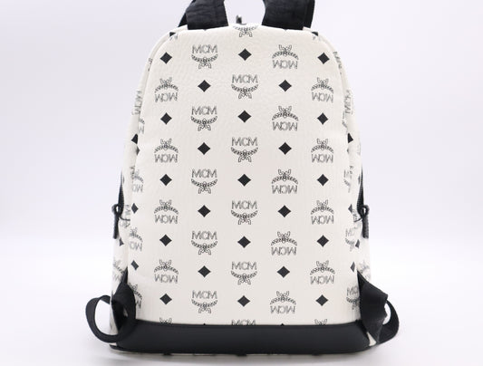 MCM PVC and Leather Stark Backpack - Visetos Small White Backpack
