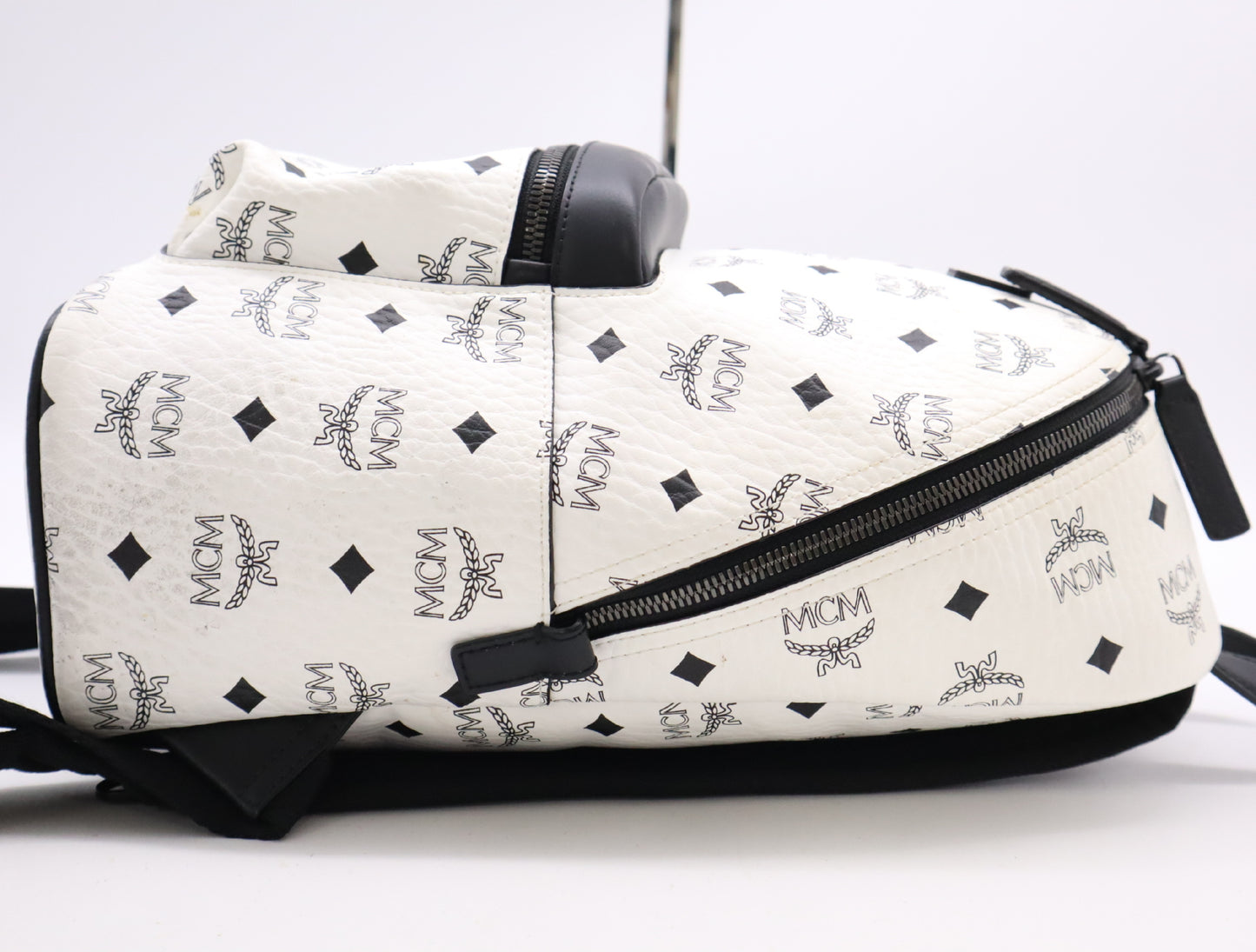 MCM PVC and Leather Stark Backpack - Visetos Small White Backpack