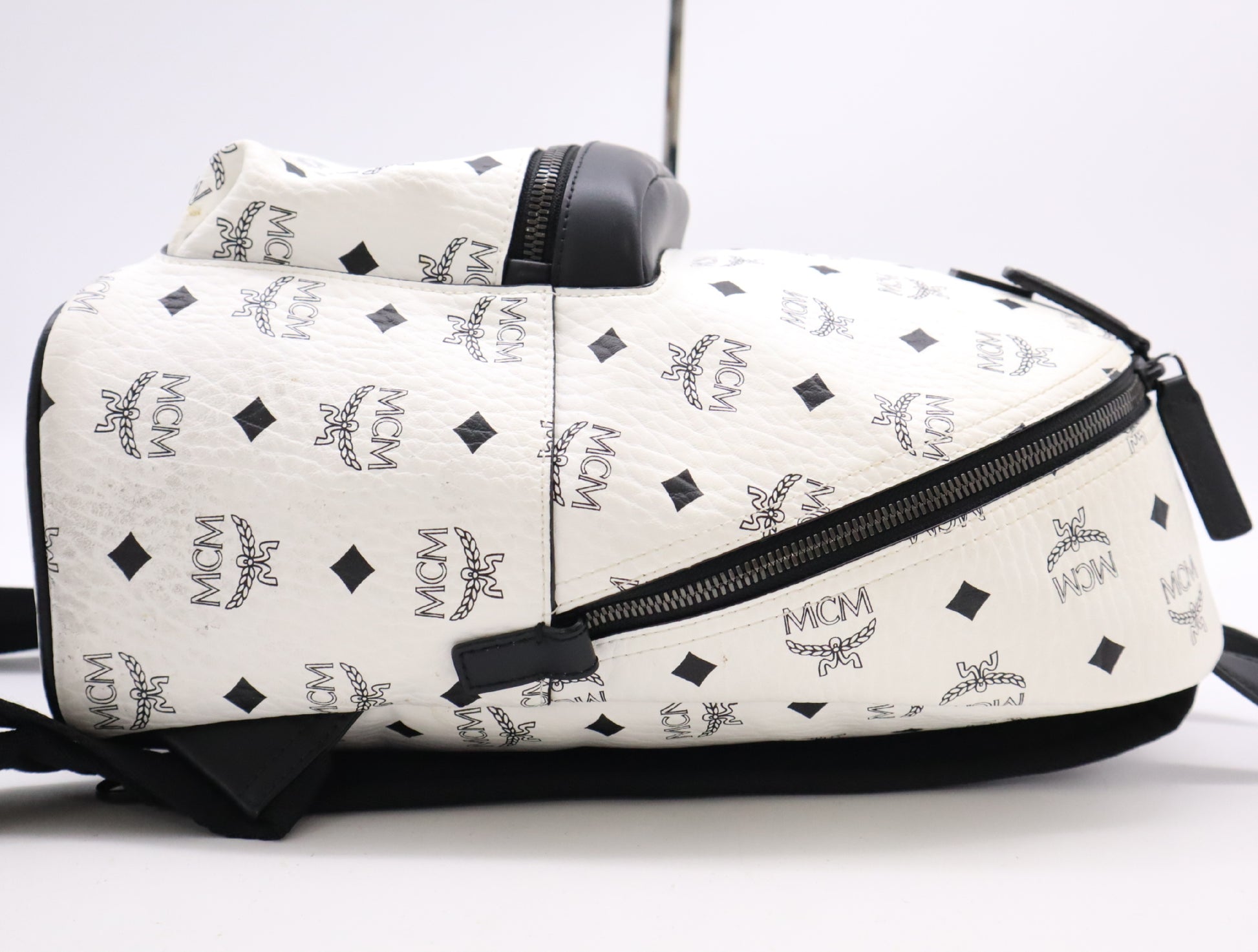 MCM PVC and Leather Stark Backpack - Visetos Small White Backpack