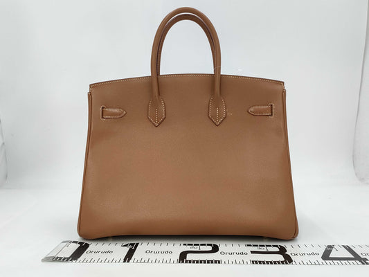 HERMES Birkin 35 Handbag, □H Stamp, 2005, Gold Hardware, Brown, Cloche, Cadena, and 2 Keys