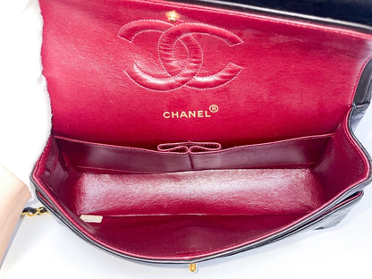 CHANEL Double Flap Matelasse Black Lambskin Shoulder Bag with Seal and Box