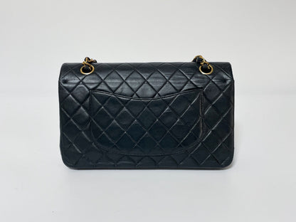 CHANEL Double Flap Matelasse Black Lambskin Shoulder Bag with Seal, No. 7