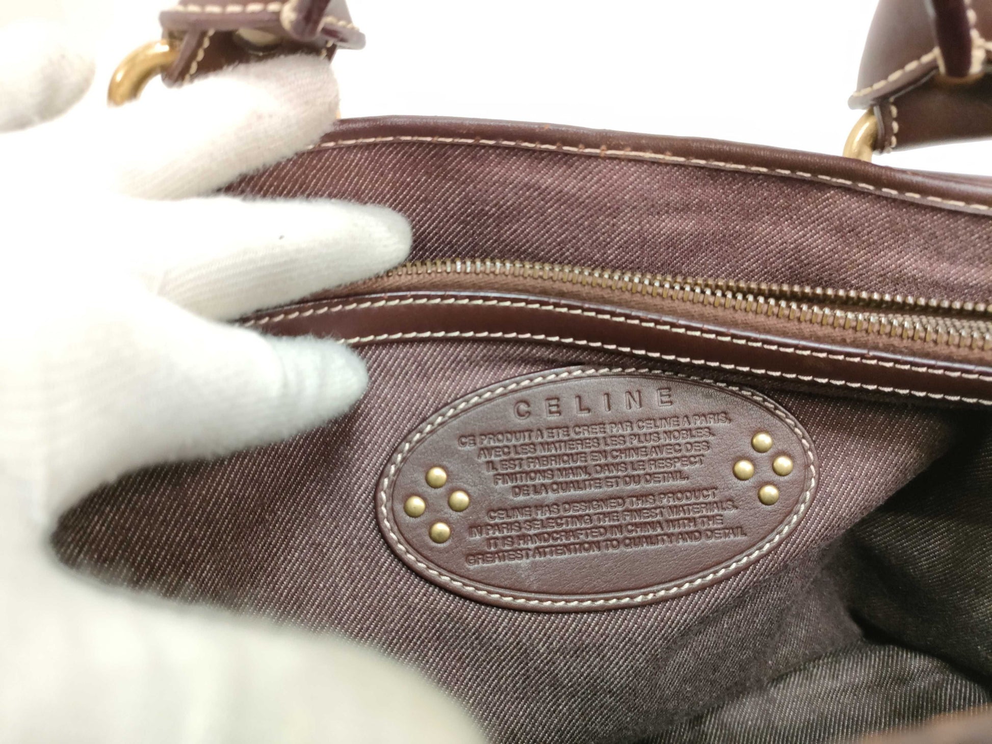 CELINE Paris Macadam Boogie Handbag Canvas Brown Handbag