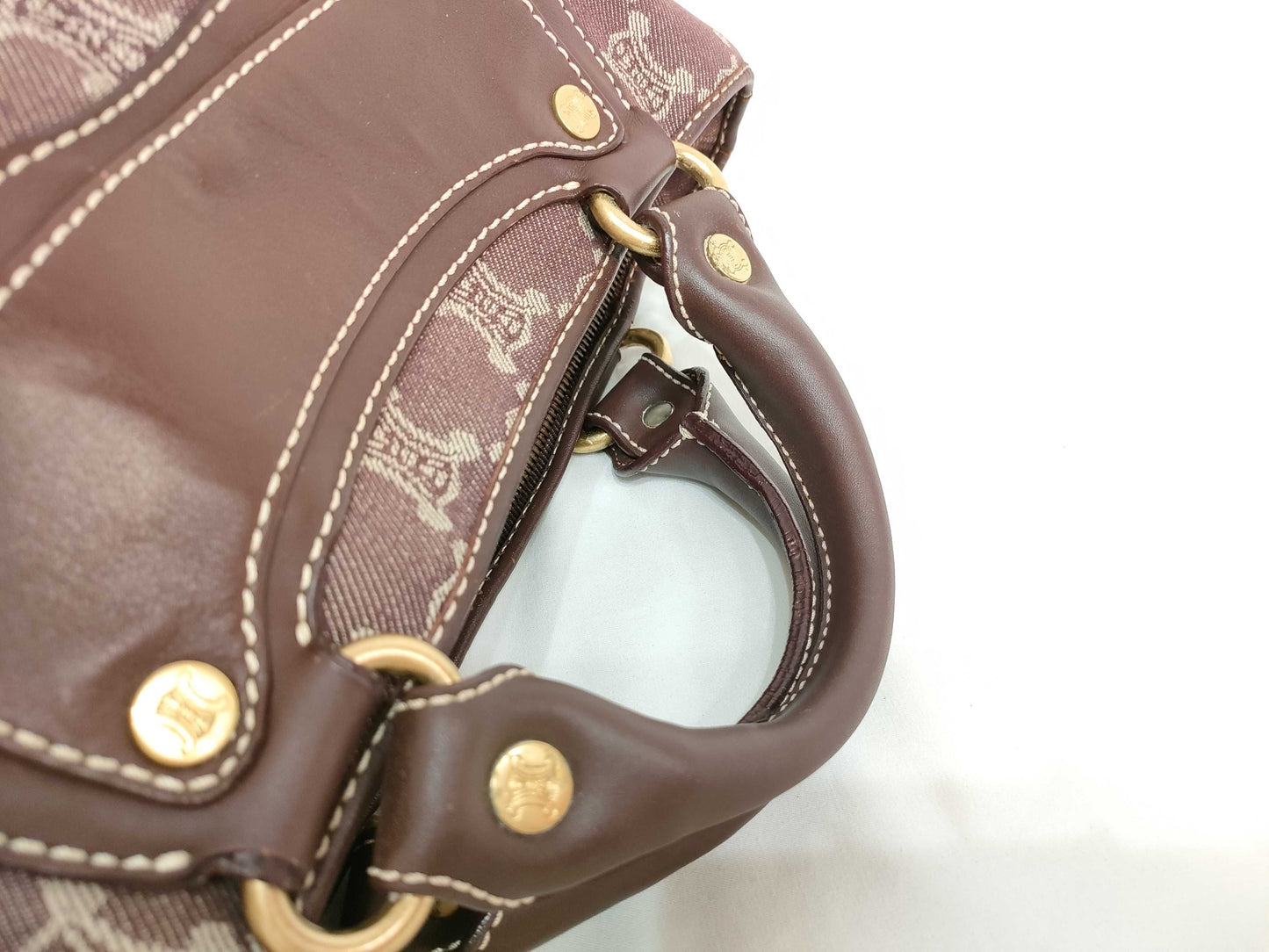 CELINE Paris Macadam Boogie Handbag Canvas Brown Handbag