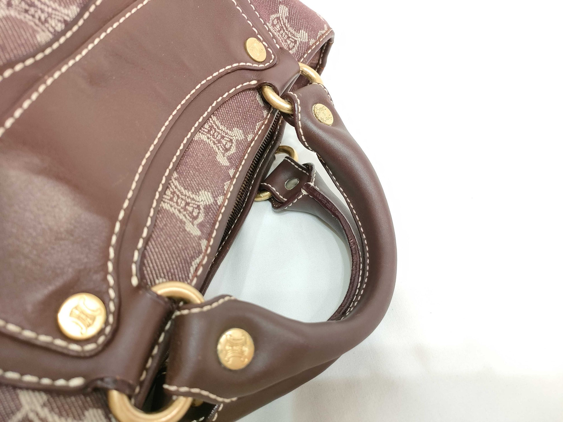CELINE Paris Macadam Boogie Handbag Canvas Brown Handbag