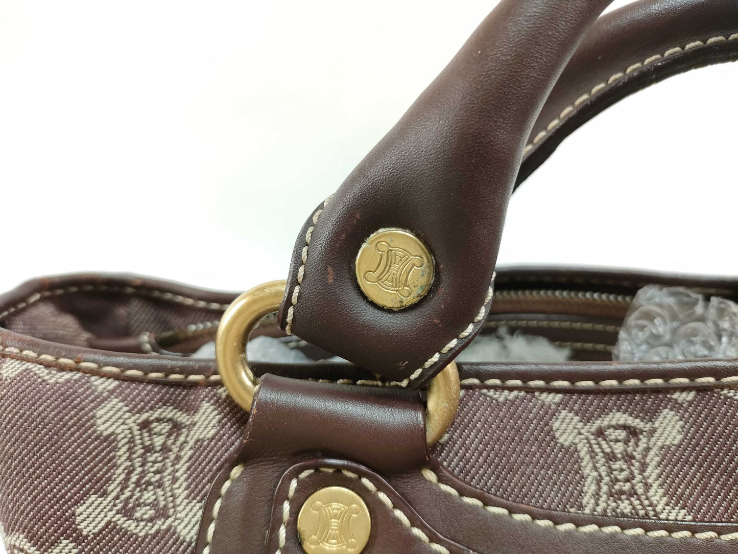 CELINE Paris Macadam Boogie Handbag Canvas Brown Handbag